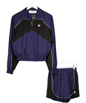 Ann Andelman Blue Colour-Blocked Windproof Tracksuit Jacket & Shorts Set UK S
