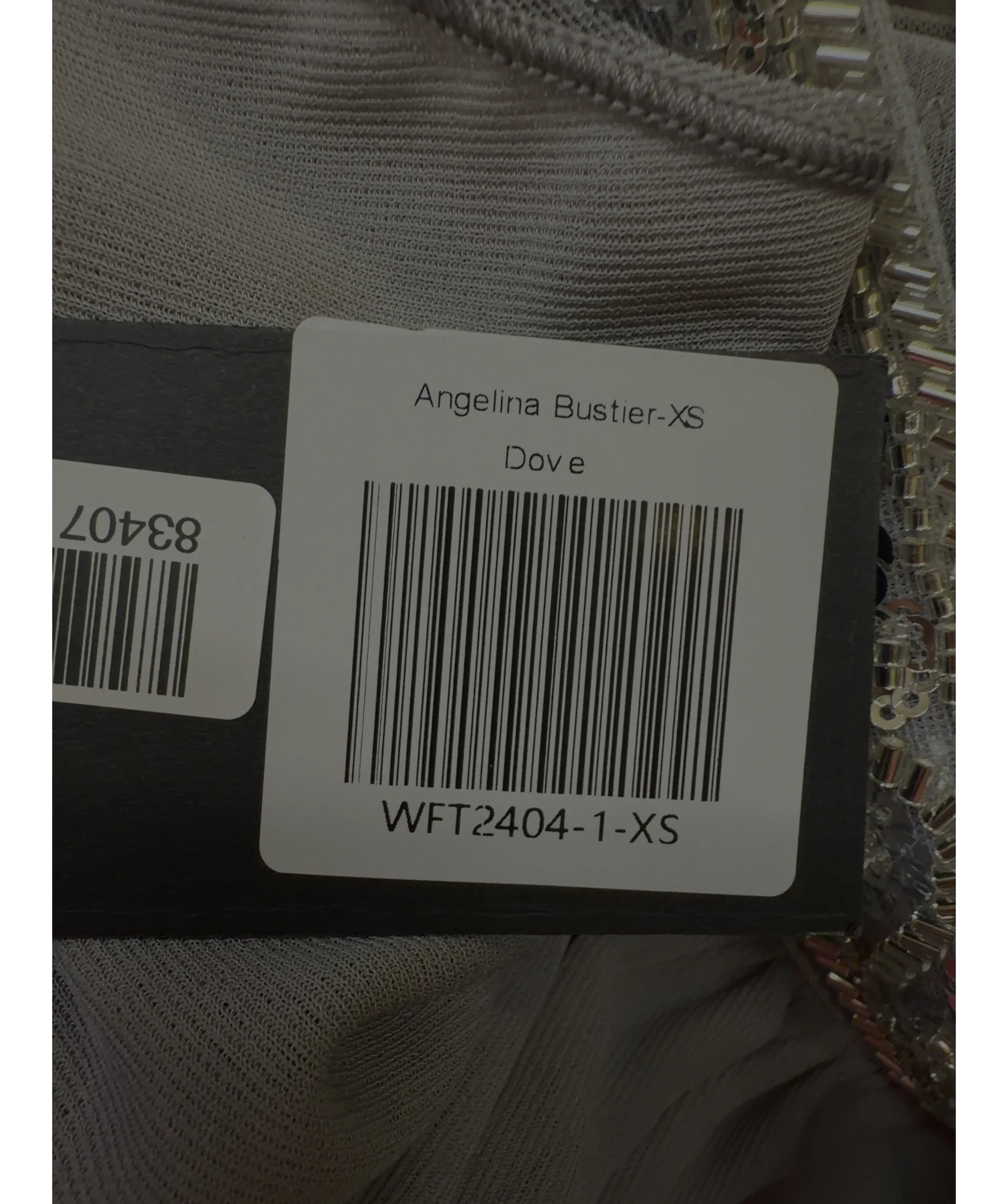 WHITE FOX Grey Angelina Bustier, size UK XS — care label