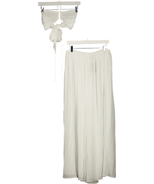 White Fox 2-piece White Halter top & skirt Co-ord Set UK M