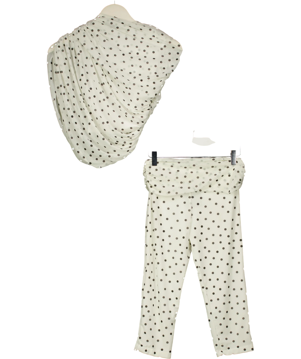 Etoile Luxe White Ophelia Drape Top / Capri Pants, size UK XS/S — front