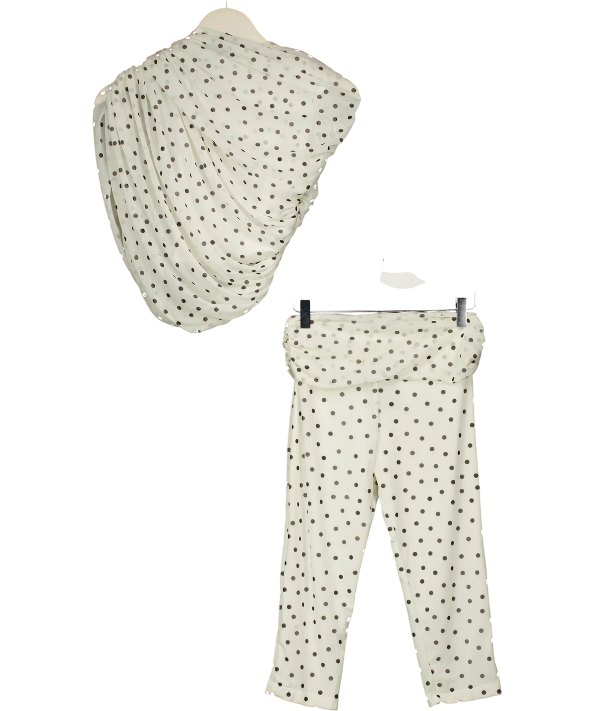 Etoile Luxe White Ophelia Drape Top / Capri Pants, size UK XS/S — front