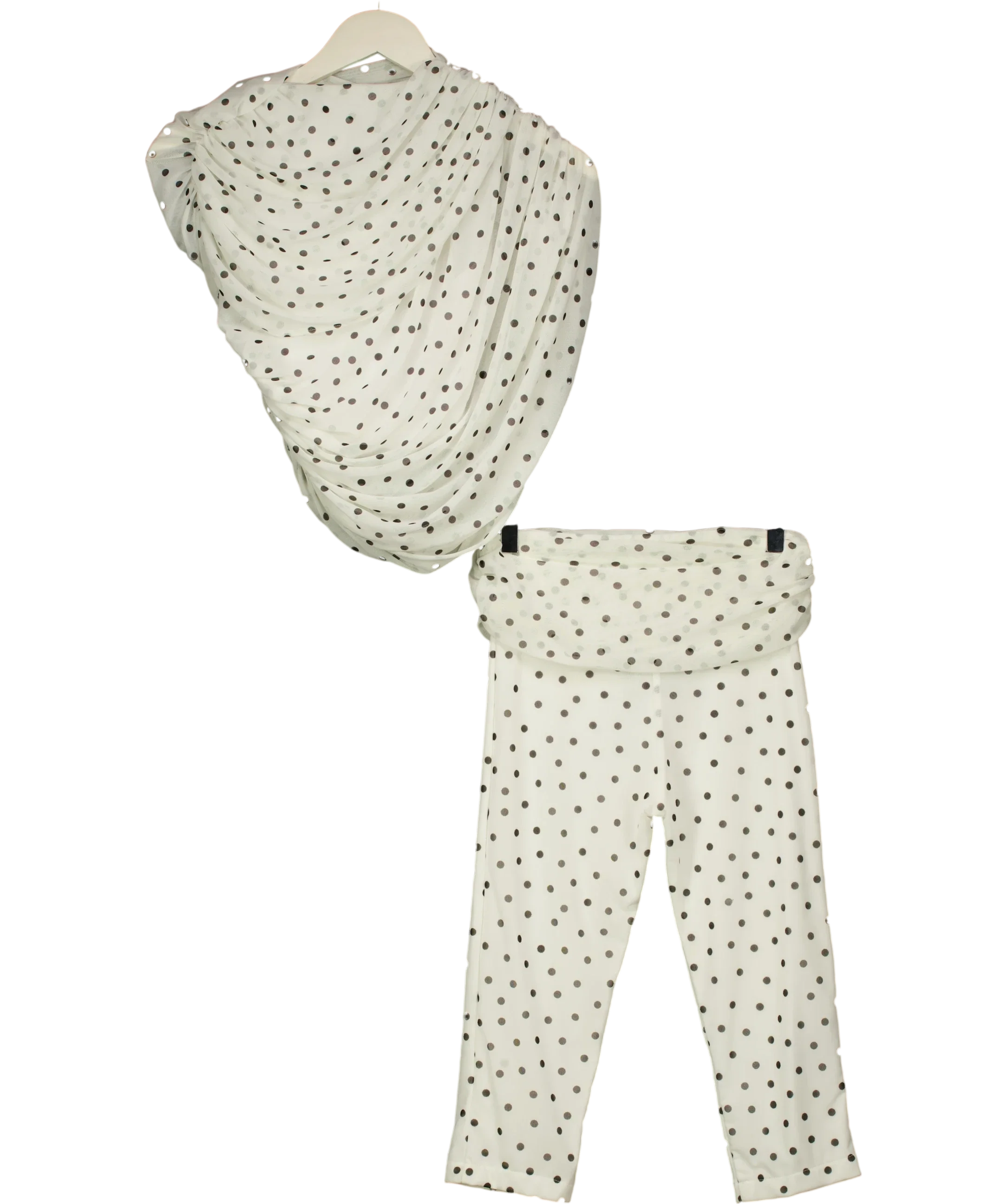 Etoile Luxe White Ophelia Drape Top / Capri Pants, size UK XS/S — back