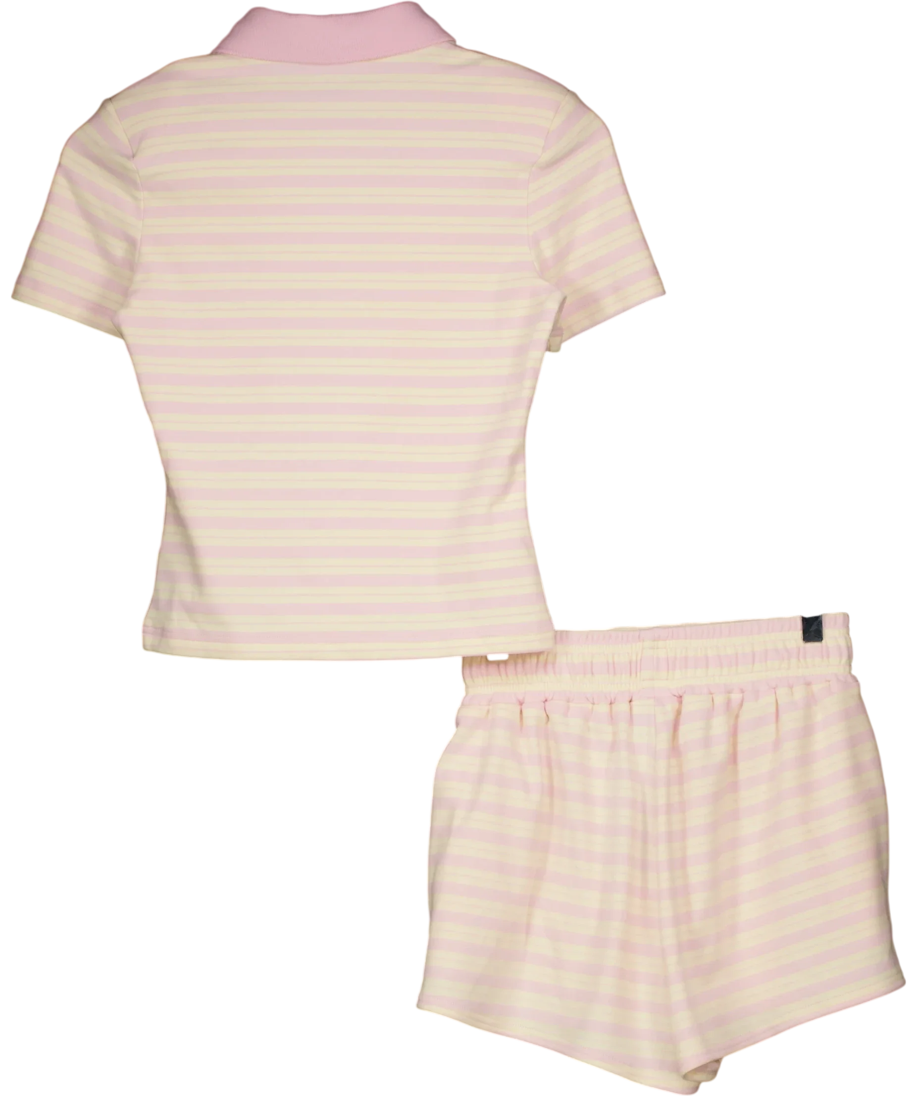 Wandrdoll Pink Frankie Stripe Polo Top & Shorts Co-Ord Set Pink & Lemon Frankie Stripe Polo Top & Shorts Co-Ord Set P… — back