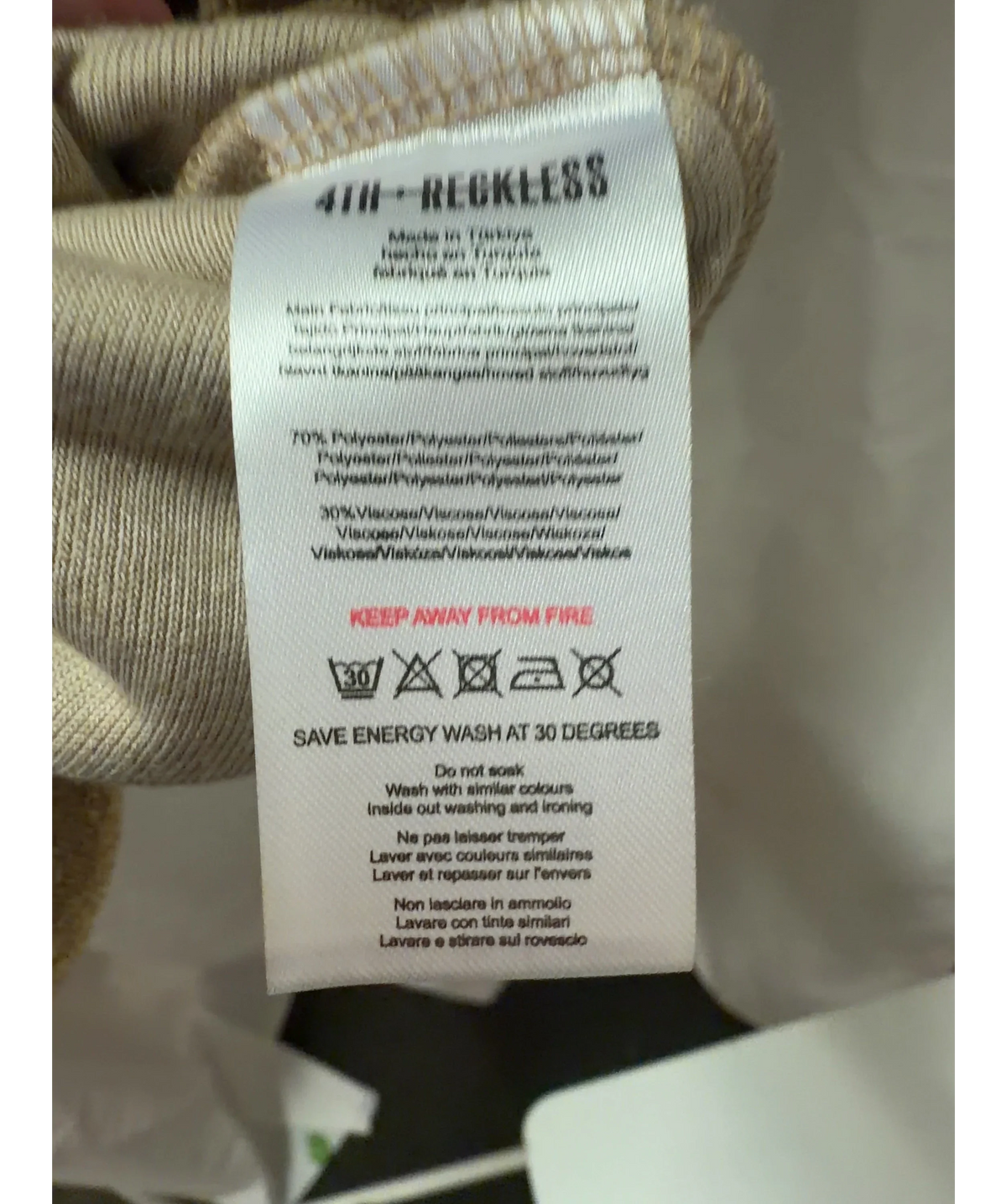 4th & Reckless Beige Zita Camel Towelling Polo(UK M) And Shorts (UK S) Co-ord Set UK S/M — Materials