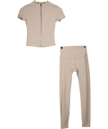 NKD Apparel Beige Beige  Butterbase Zip Up Top and Leggings 2-Piece Co-ord Set, size UK S — front