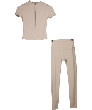 NKD Apparel Beige  Butterbase Zip Up Top And Leggings 2-piece Co-ord Set UK S