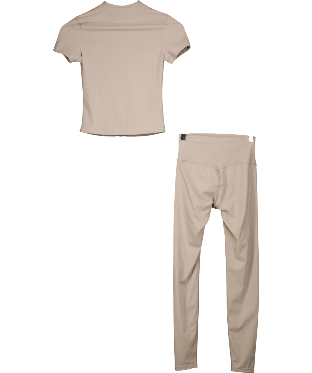 NKD Apparel Beige Beige  Butterbase Zip Up Top and Leggings 2-Piece Co-ord Set, size UK S — back