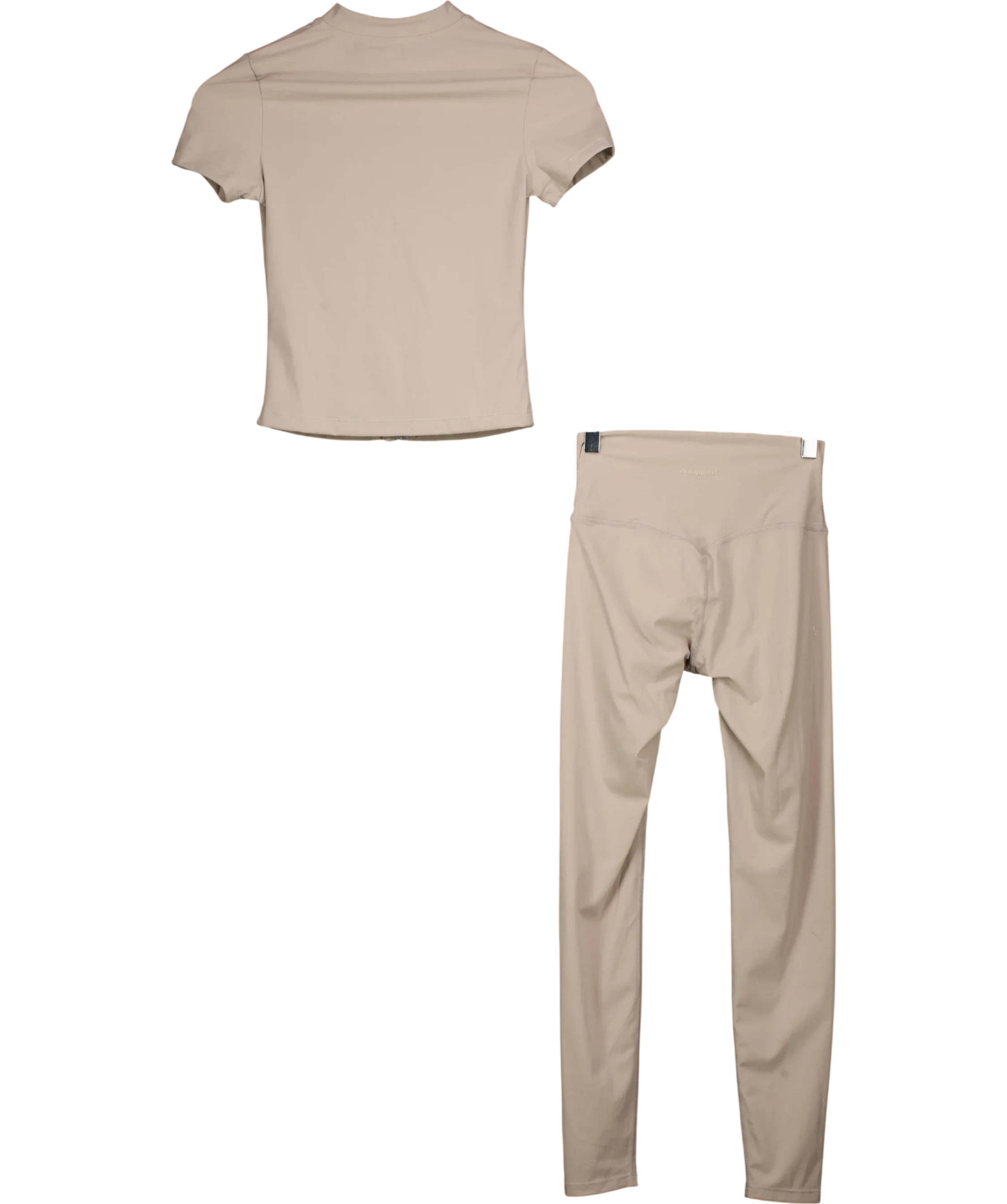 NKD Apparel Beige Beige  Butterbase Zip Up Top and Leggings 2-Piece Co-ord Set, size UK S — back