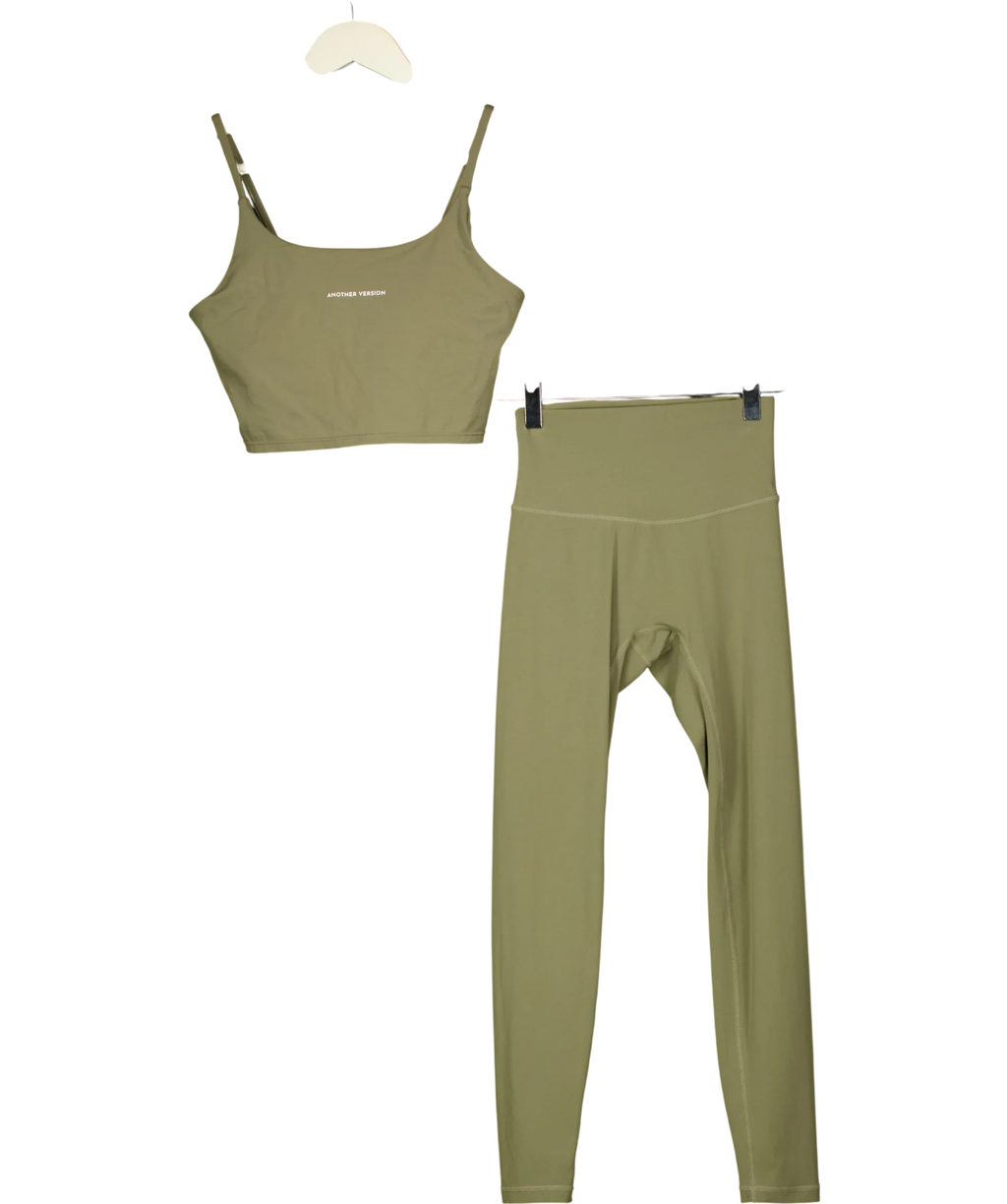 Another Version Green Cami Top & High-Waisted Leggings Set Olive GREEN, size UK S — front