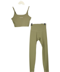 Another Version Green Cami Top & High-Waisted Leggings Set Olive GREEN, size UK S — front