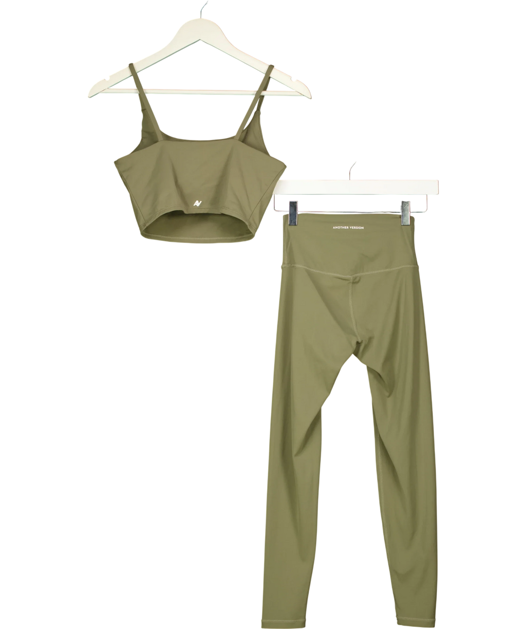 Another Version Green Cami Top & High-Waisted Leggings Set Olive GREEN, size UK S — back