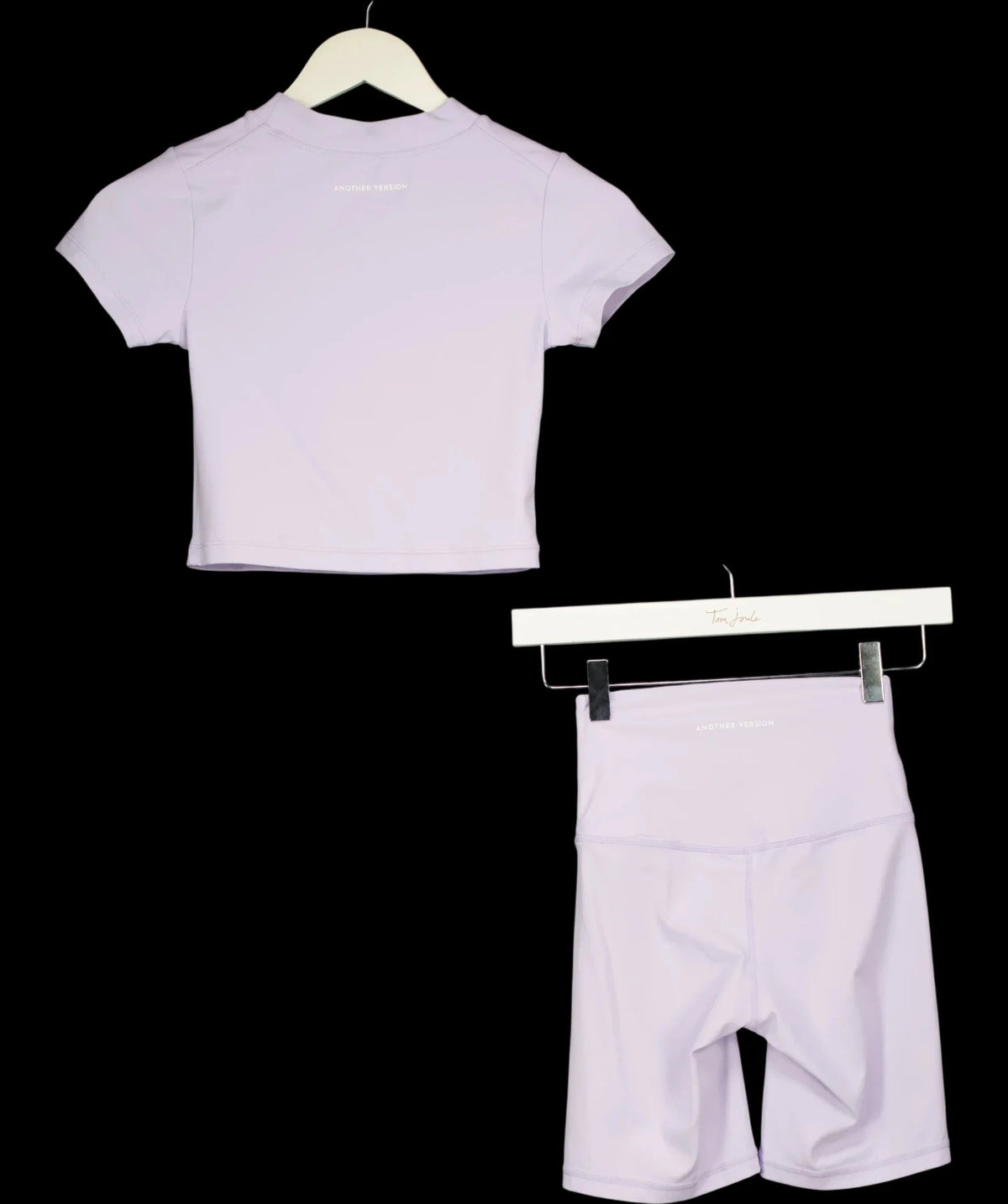 Another Version Purple Short Sleeve Crop Top & Biker Shorts Set Lilac PURPLE, size UK S — label