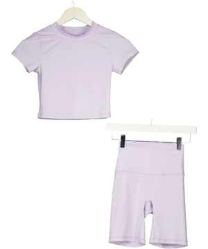Another Version Short Sleeve Crop Top & Biker Shorts Set Lilac Purple UK S