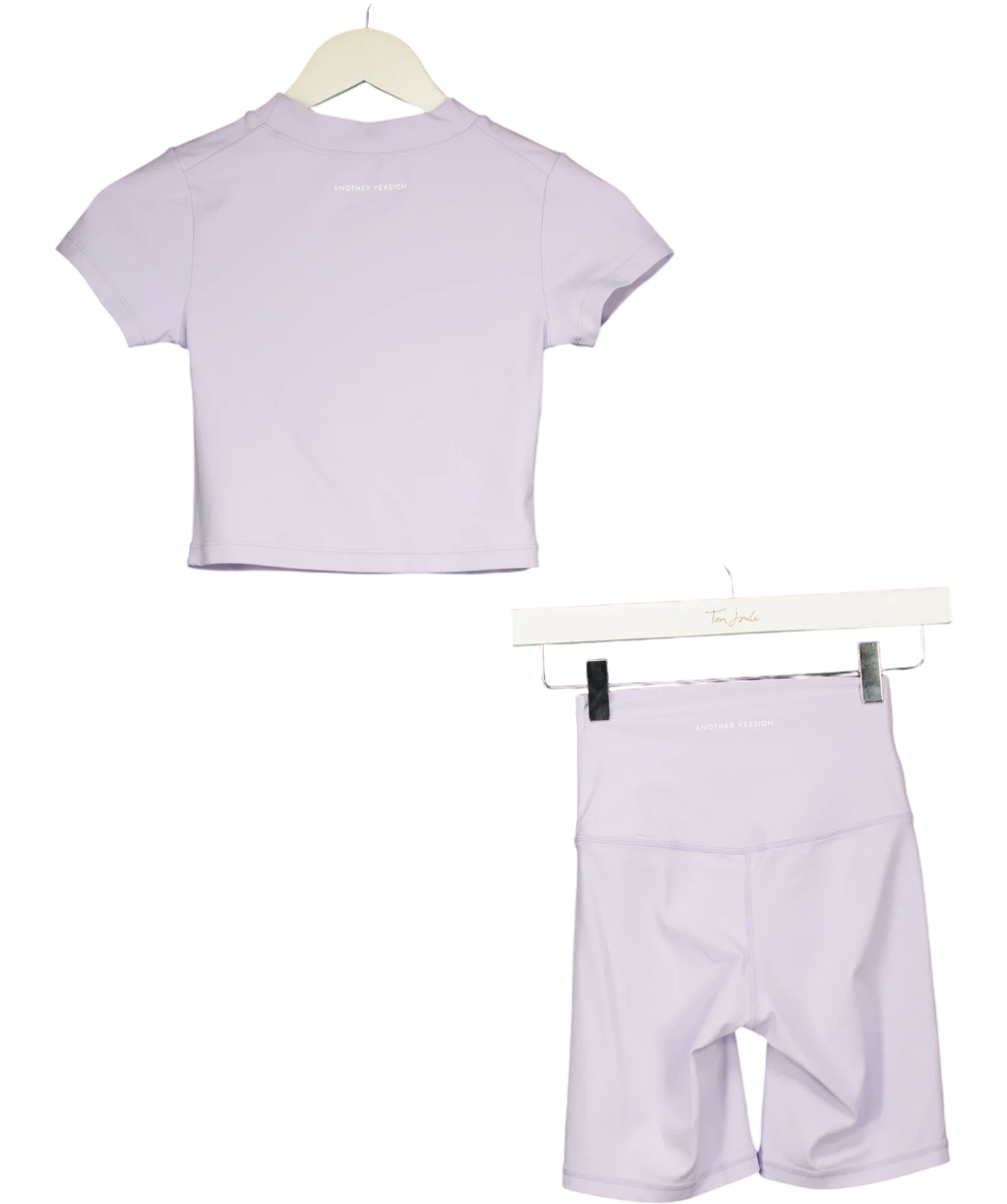 Another Version Purple Short Sleeve Crop Top & Biker Shorts Set Lilac PURPLE, size UK S — back