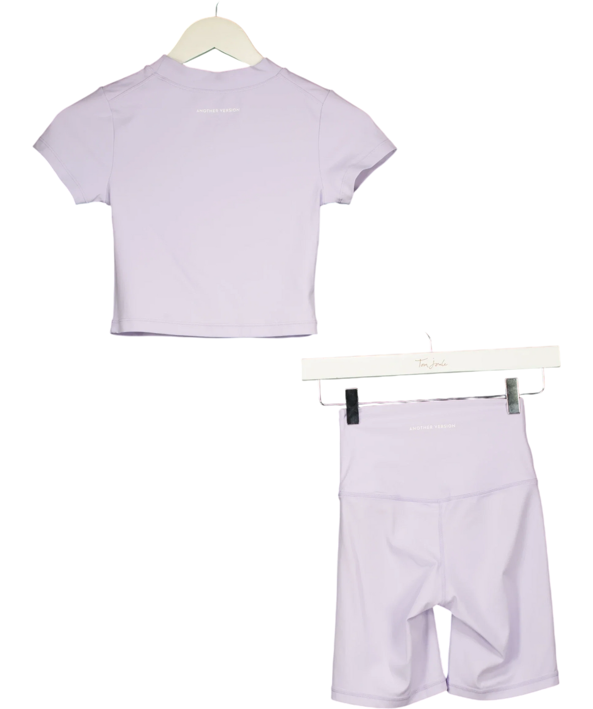 Another Version Purple Short Sleeve Crop Top & Biker Shorts Set Lilac PURPLE, size UK S — back