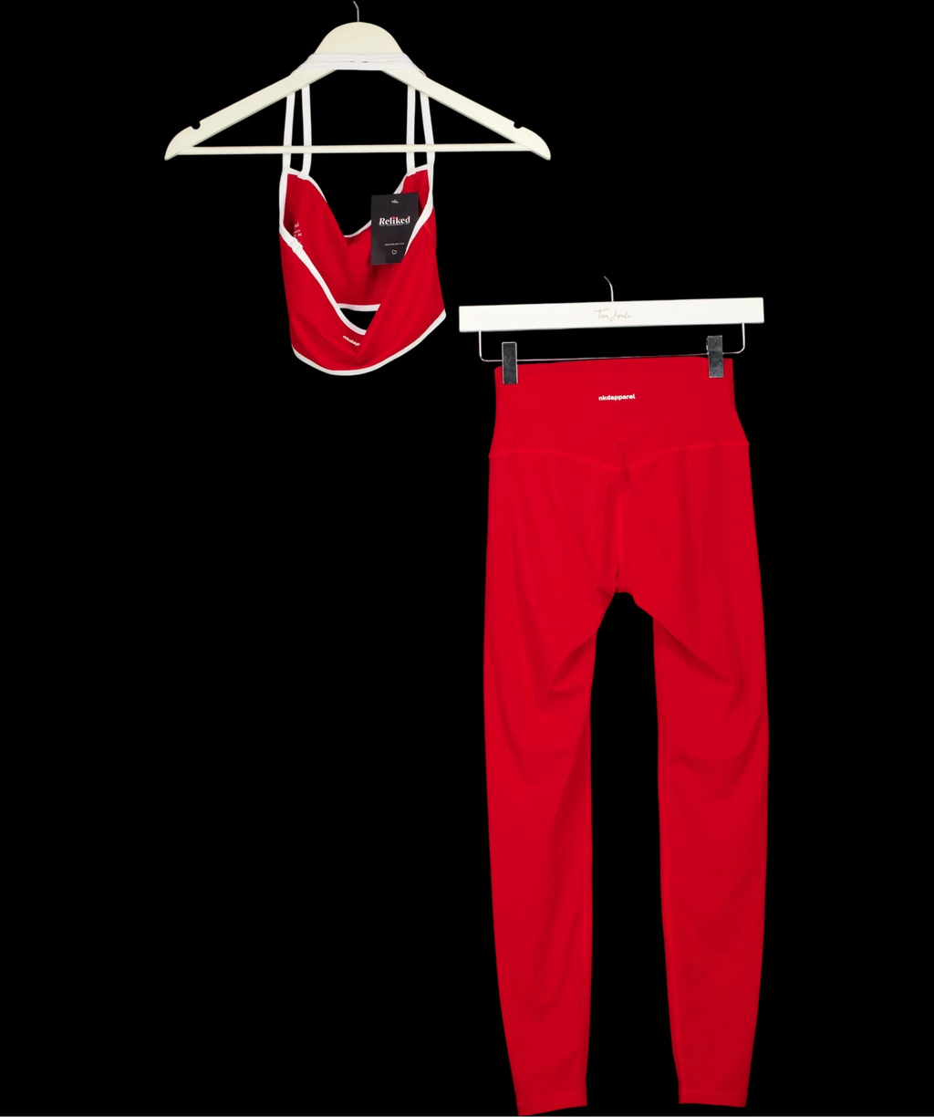 NKD Apparel Red Contrast Halter Tie Top & Leggings Set True Red, size UK S — label
