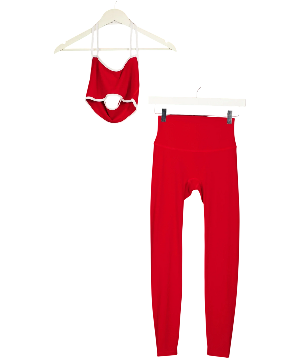 NKD Apparel Red Contrast Halter Tie Top & Leggings Set True Red, size UK S — fabric detail