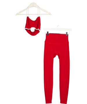 NKD Apparel Contrast Halter Tie Top & Leggings Set True Red UK S