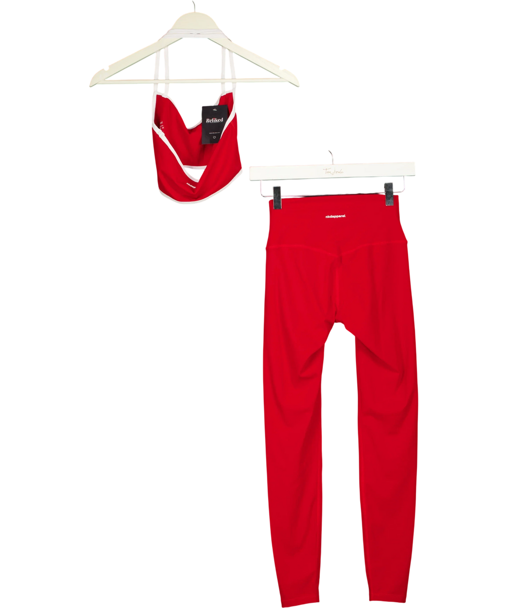 NKD Apparel Red Contrast Halter Tie Top & Leggings Set True Red, size UK S — back