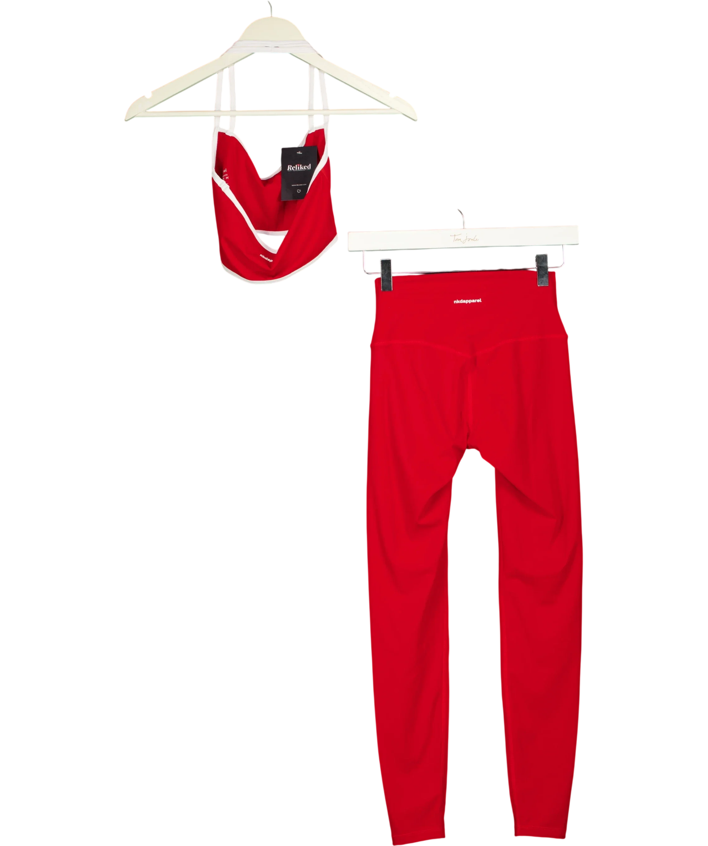NKD Apparel Red Contrast Halter Tie Top & Leggings Set True Red, size UK S — back