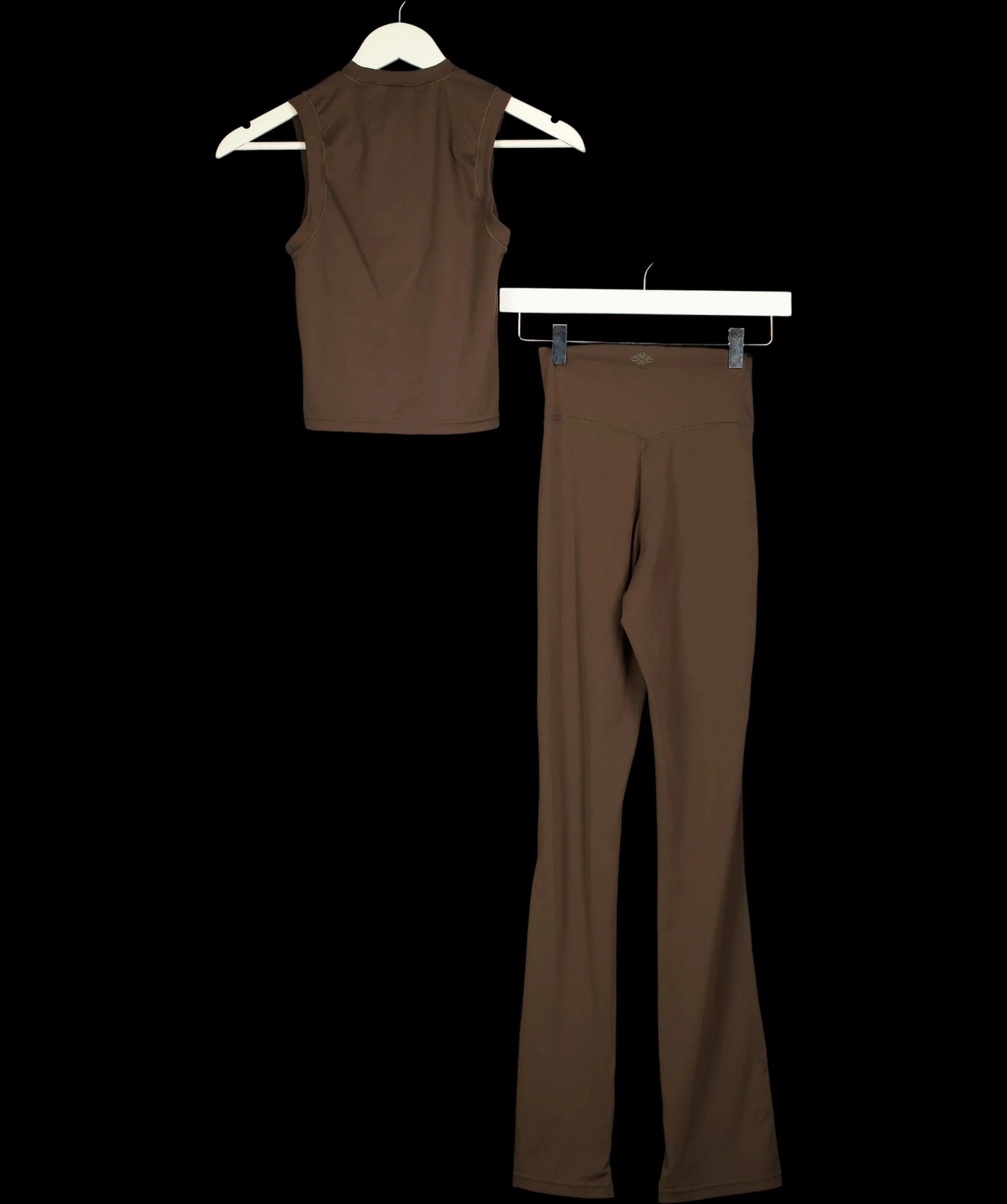 The Couture Club Brown ACTIVE Vest & Flared Legging Set Brown, size UK 8 — label