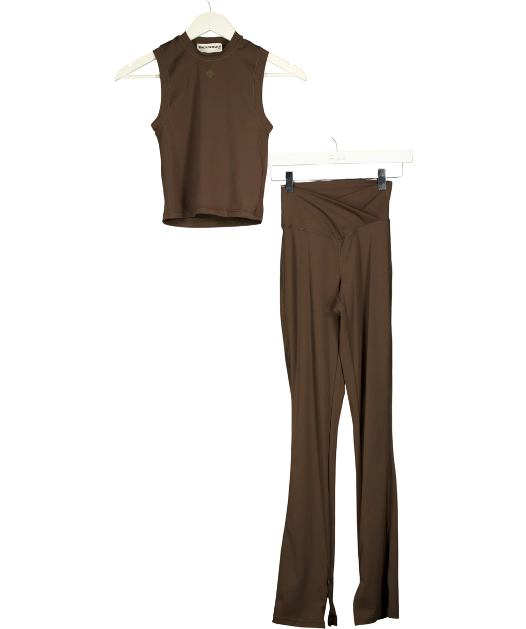 The Couture Club Brown ACTIVE Vest & Flared Legging Set Brown, size UK 8 — front