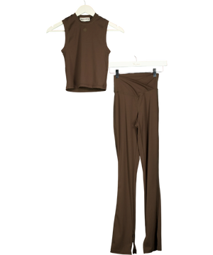 The Couture Club Active Vest & Flared Legging Set Brown UK 8