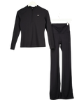 NKD Apparel Black Apparel Black Quarter-Zip Long Sleeve Top and V-Front Ruched Flare Trousers 2-Piece Co-ord Set, si… — front