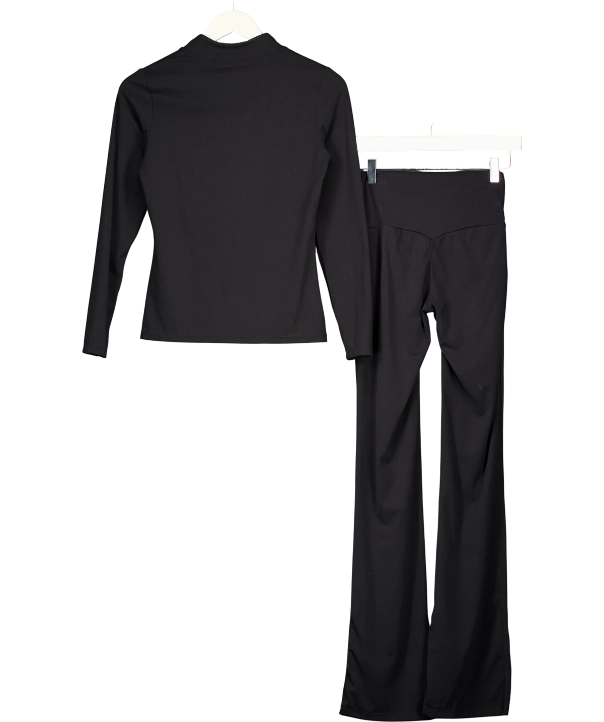 NKD Apparel Black Apparel Black Quarter-Zip Long Sleeve Top and V-Front Ruched Flare Trousers 2-Piece Co-ord Set, siz… — back