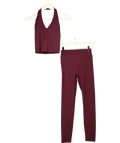 3E Red Burgundy RED Crop Top (UK XS) &  High-Waisted Leggings (UK S) 2-Piece Activewear Set, size UK XS/S — front