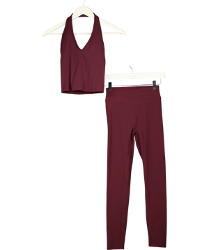 3E Burgundy Red Crop Top (uk Xs) &  High-waisted Leggings (uk S) 2-piece Activewear Set UK XS/S
