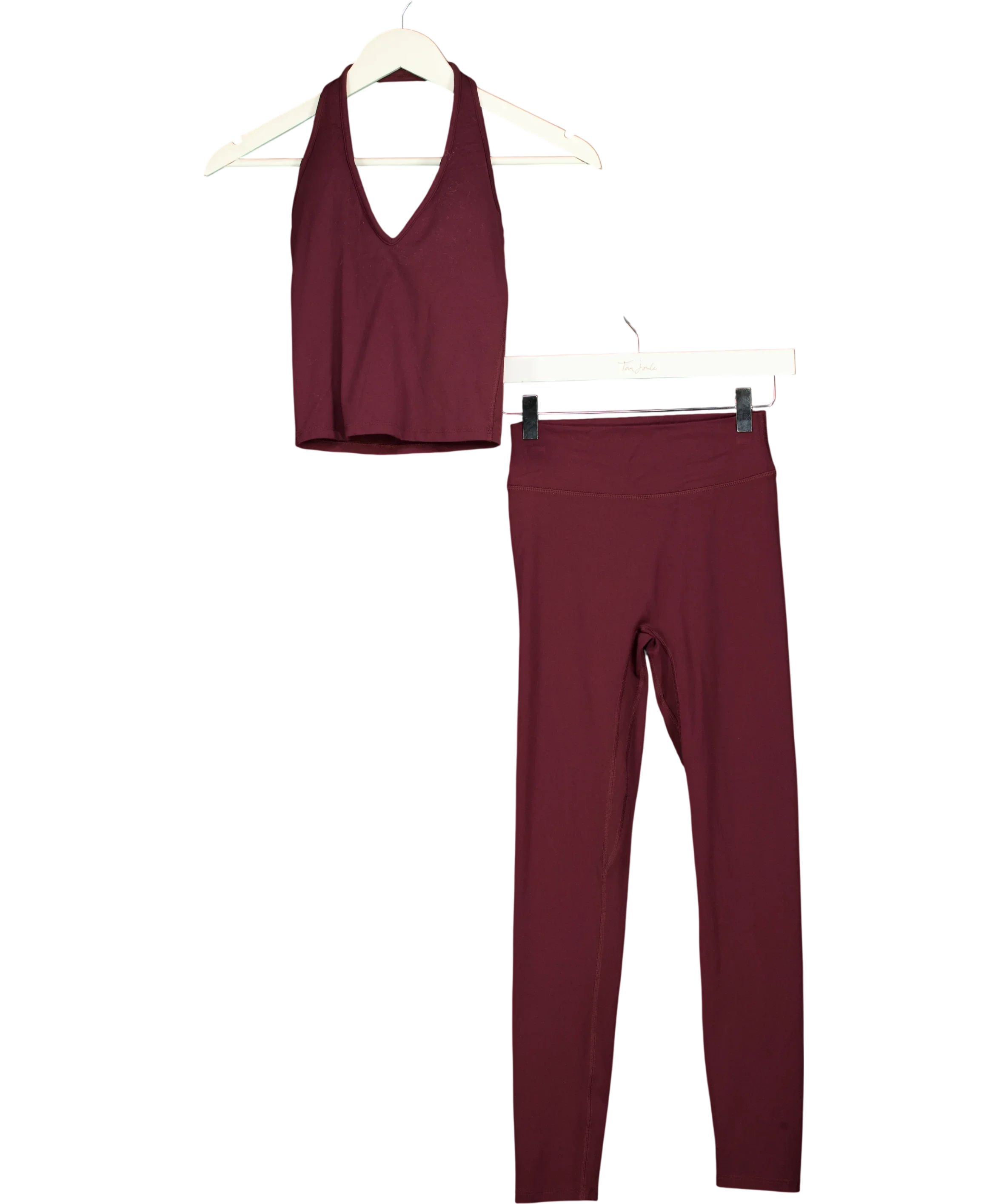 3E Red Burgundy RED Crop Top (UK XS) &  High-Waisted Leggings (UK S) 2-Piece Activewear Set, size UK XS/S — front