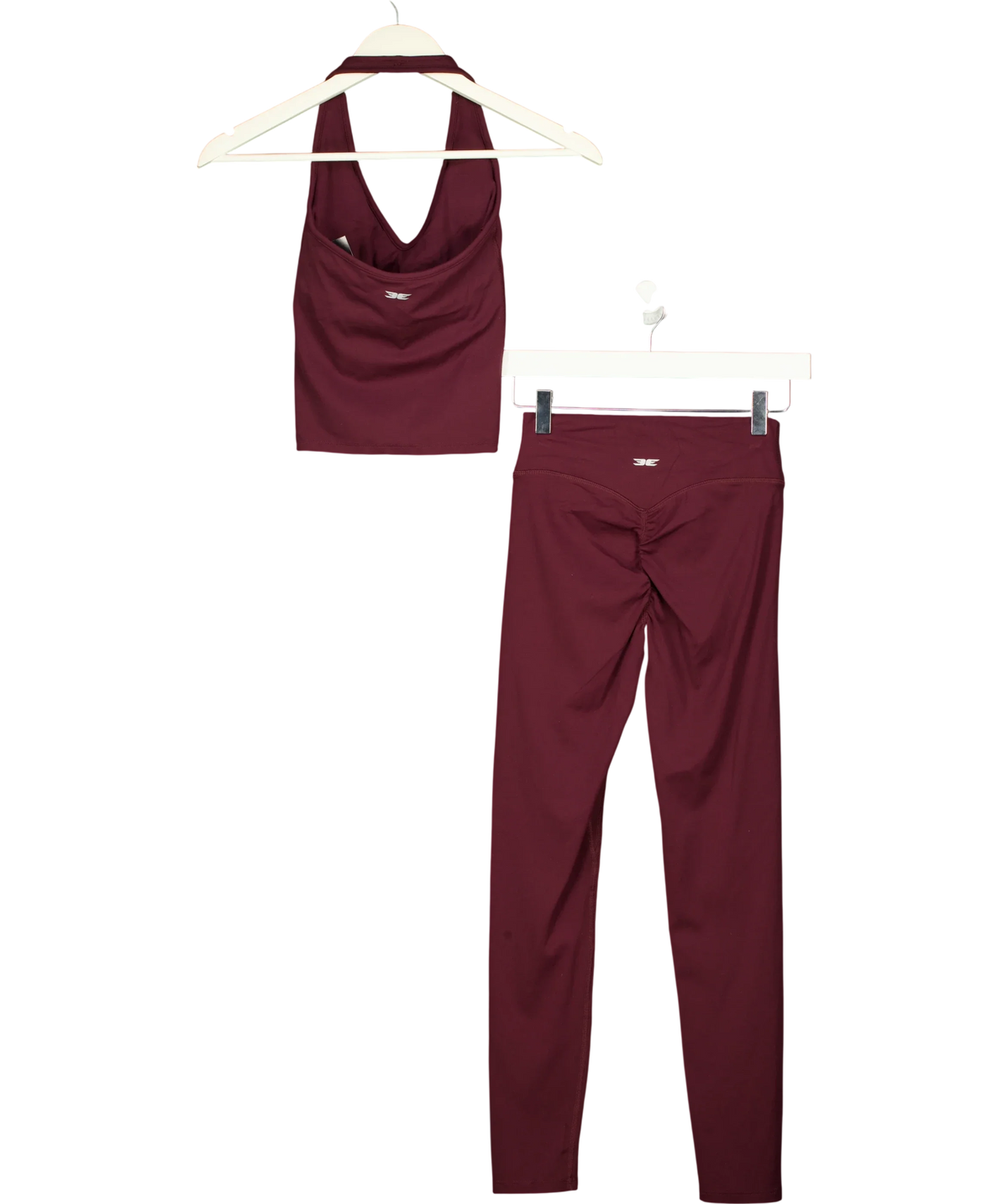 3E Red Burgundy RED Crop Top (UK XS) &  High-Waisted Leggings (UK S) 2-Piece Activewear Set, size UK XS/S — back