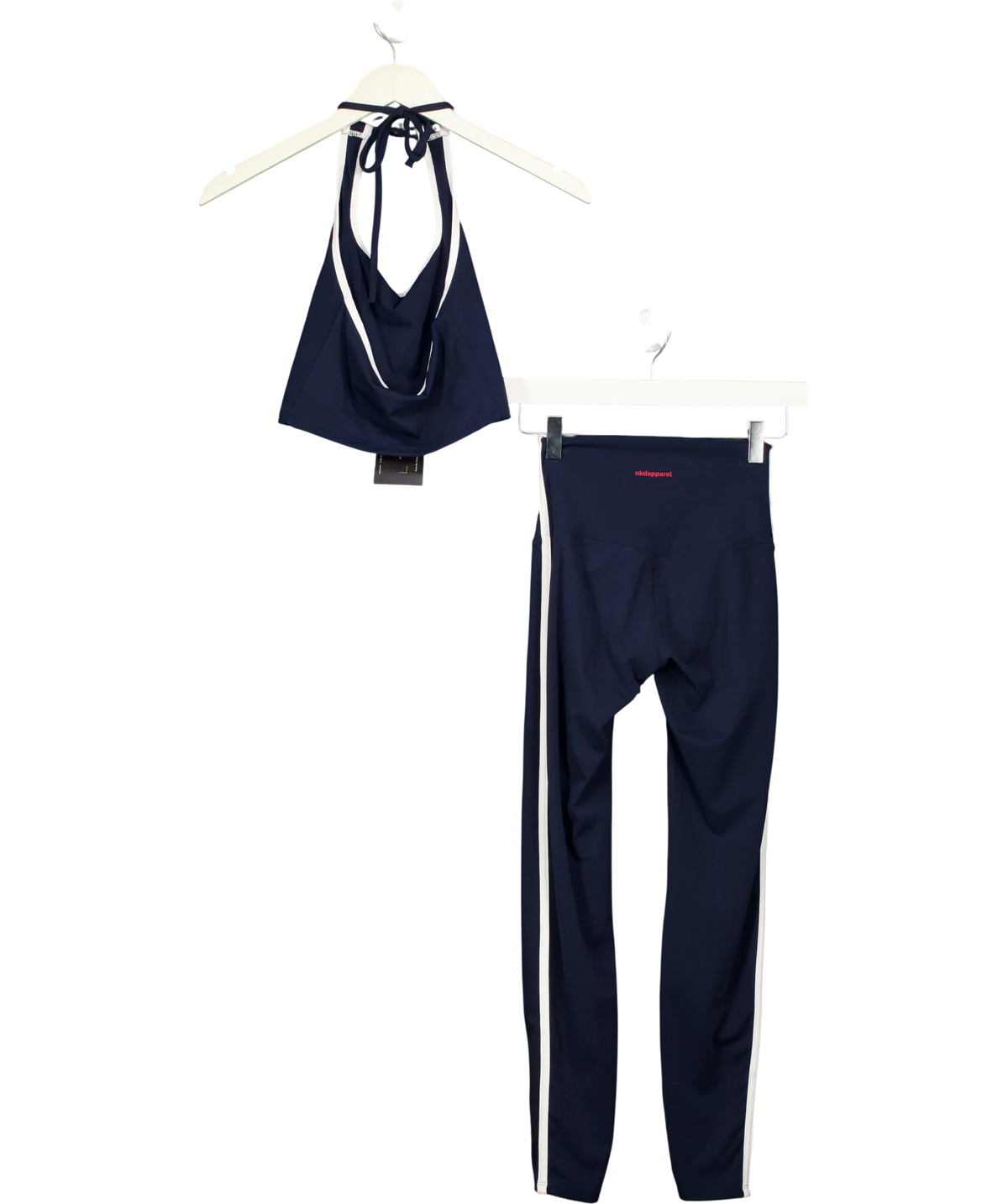 NKD Apparel Blue NKD Apparel Halter Crop Top and Leggings Set Navy Blue, size UK S — back