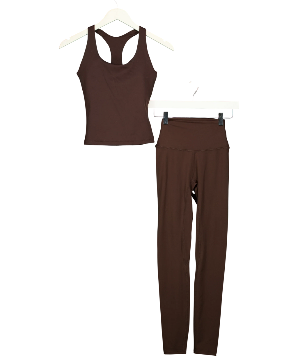 Active Basics Brown Active Basics Racerback Vest and Leggings Set Brown, size UK S — front