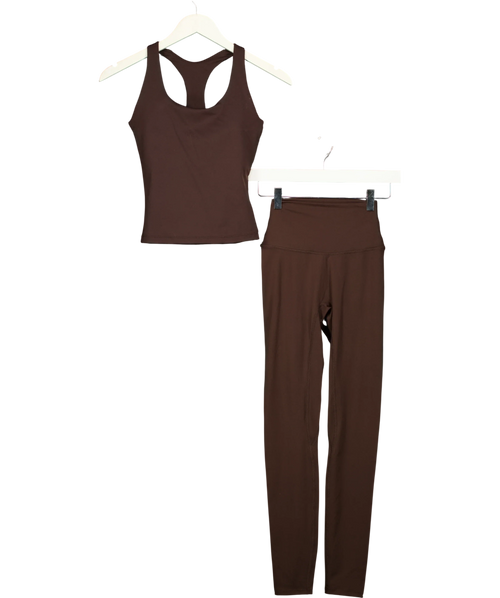 Active Basics Brown Active Basics Racerback Vest and Leggings Set Brown, size UK S — front