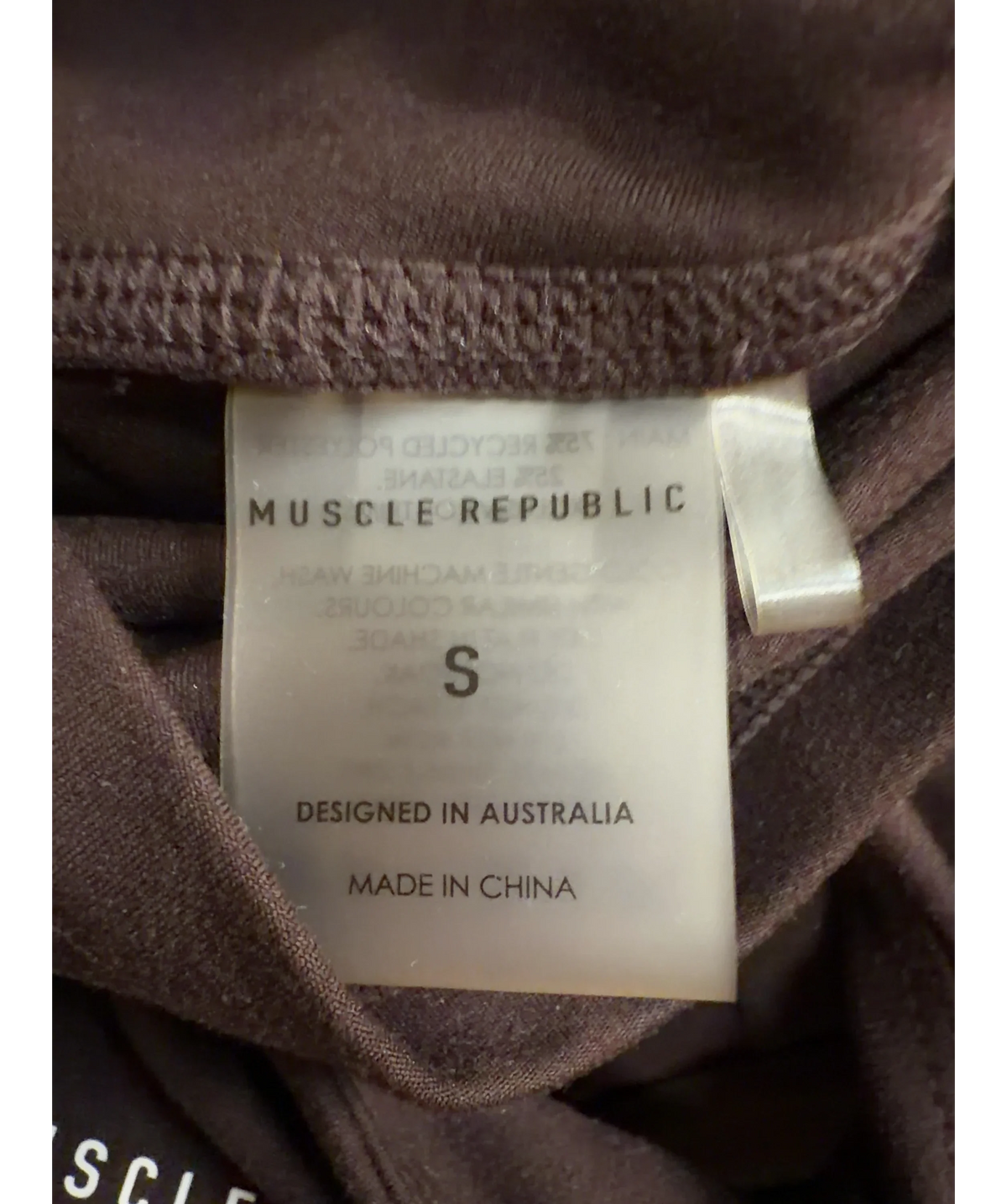Muscle Republic Brown Colour, size UK XS/S — fabric detail