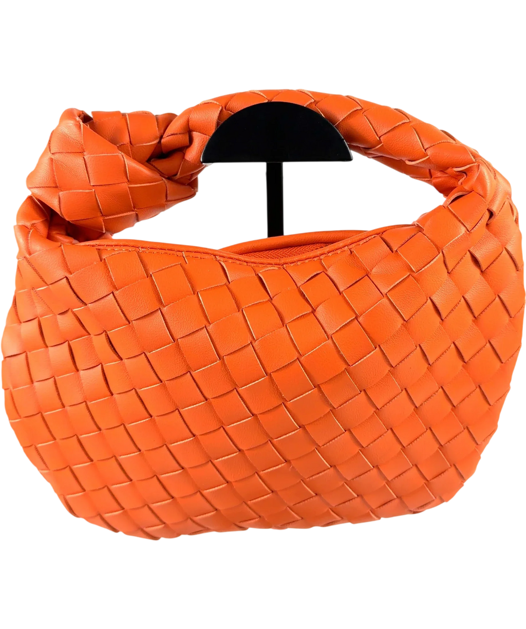 Unbranded Orange WOVEN ORANGE KNOT HANDLE BAG — front