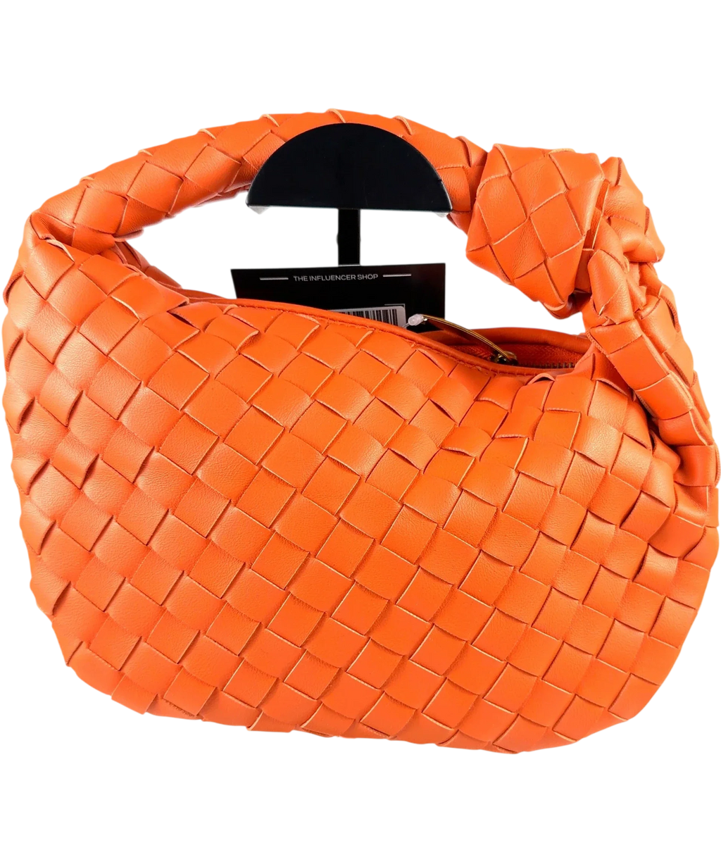 Unbranded Orange WOVEN ORANGE KNOT HANDLE BAG — detail