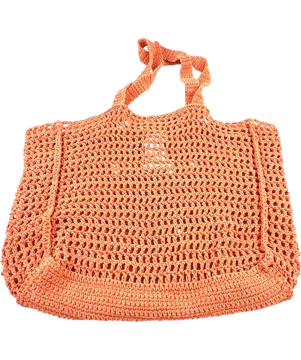 Guess Orange Crochet Logo Beach Maxi Tote Bag Sorbet Orange — back