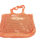 Guess Orange Crochet Logo Beach Maxi Tote Bag Sorbet Orange — detail