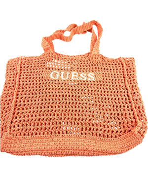 Guess Crochet Logo Beach Maxi Tote Bag Sorbet Orange One Size