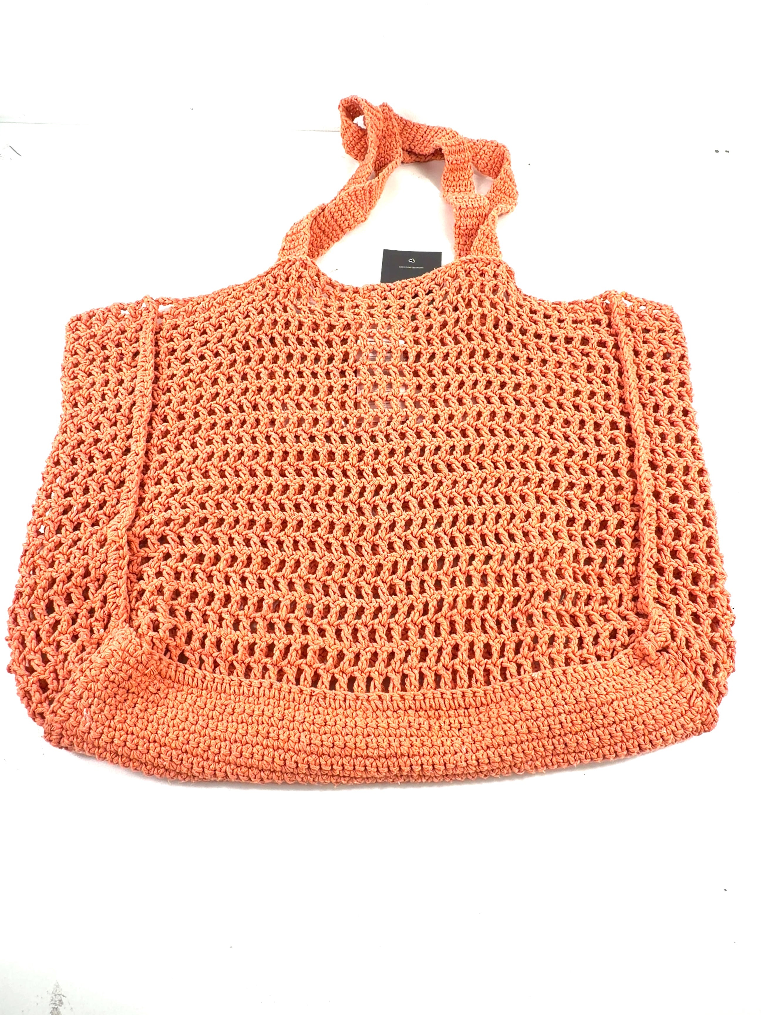 Guess Orange Crochet Logo Beach Maxi Tote Bag Sorbet Orange — fabric detail