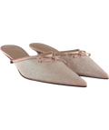 Charles & Keith Nude Glittered Mesh Bow Kitten Heels Pink, size UK 5 EU 38 👠 — front