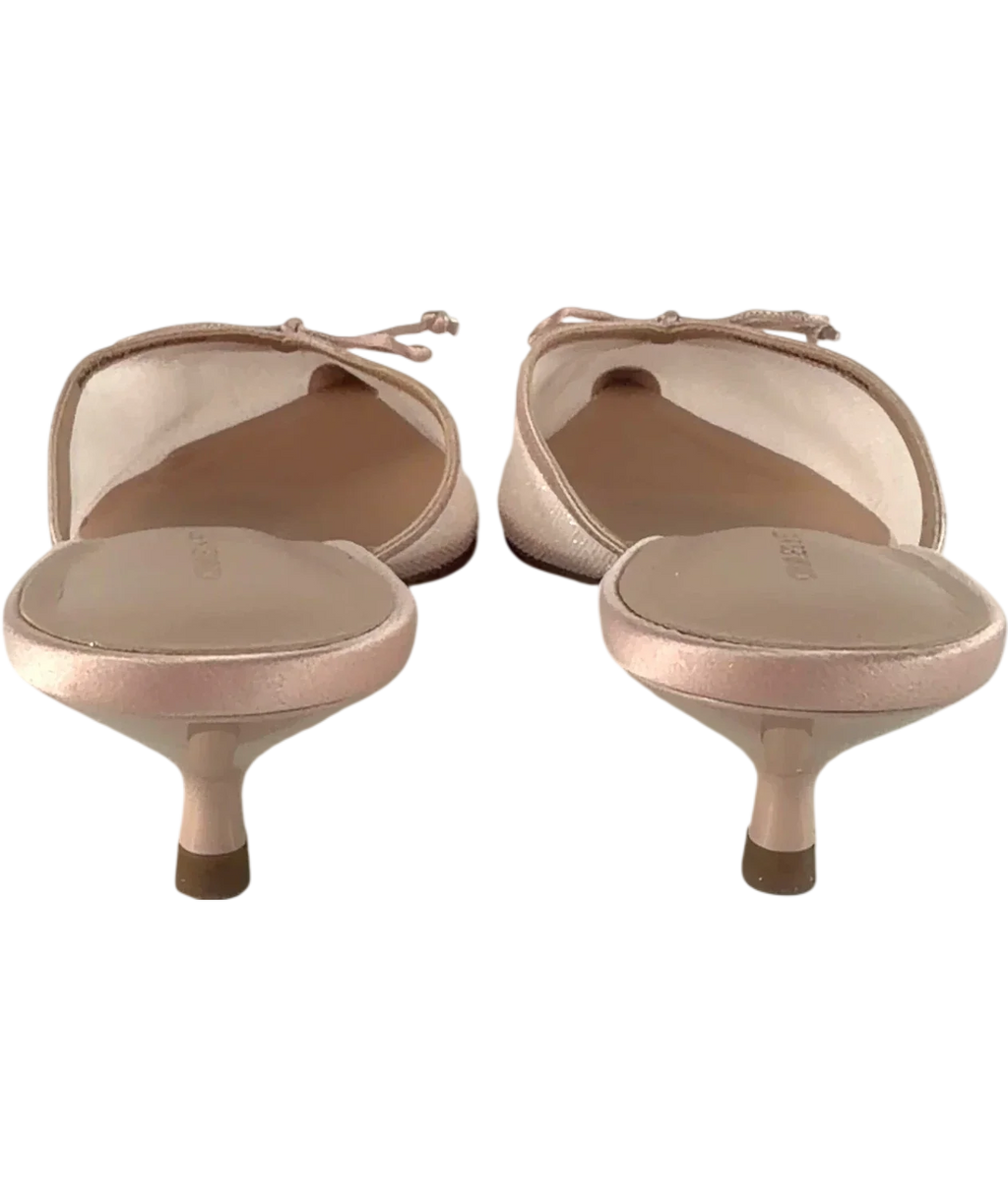 Charles & Keith Nude Glittered Mesh Bow Kitten Heels Pink, size UK 5 EU 38 👠 — back