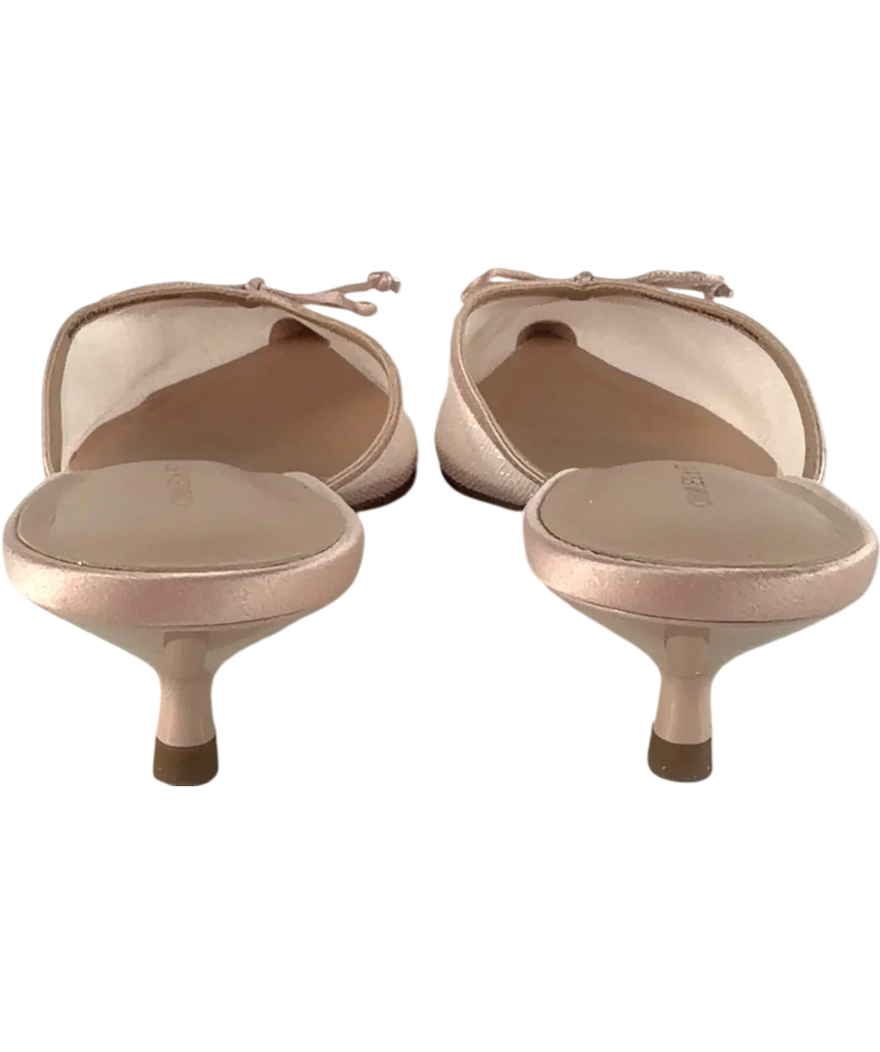 Charles & Keith Nude Glittered Mesh Bow Kitten Heels Pink, size UK 5 EU 38 👠 — back