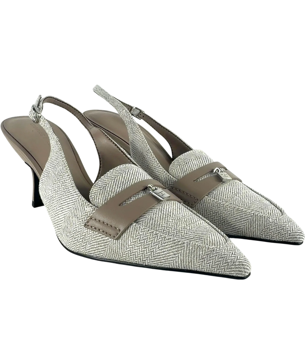 Charles & Keith Cream Griselda Two-Tone Slingback Heels, size UK 5 EU 38 👠 — front