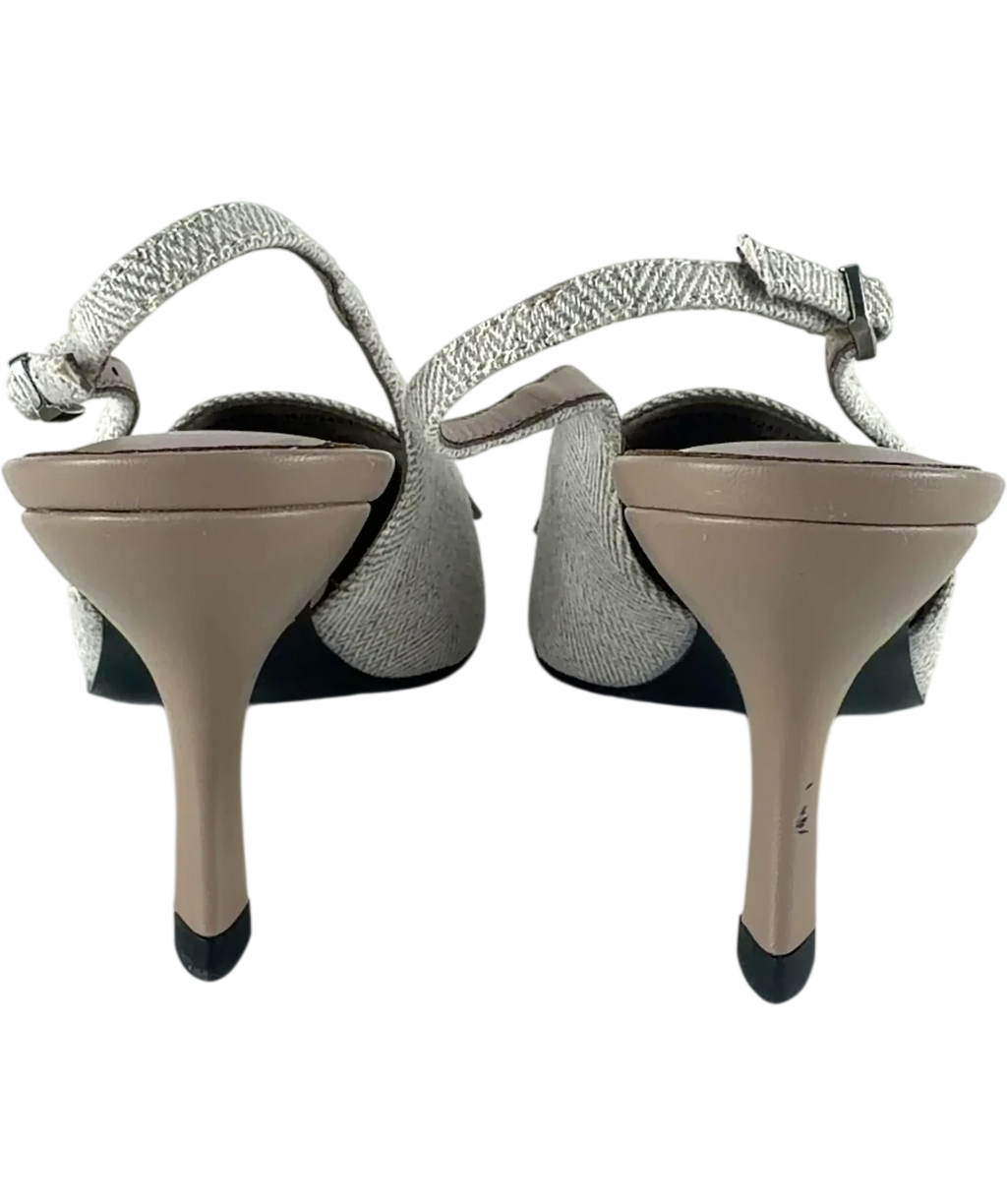Charles & Keith Cream Griselda Two-Tone Slingback Heels, size UK 5 EU 38 👠 — back