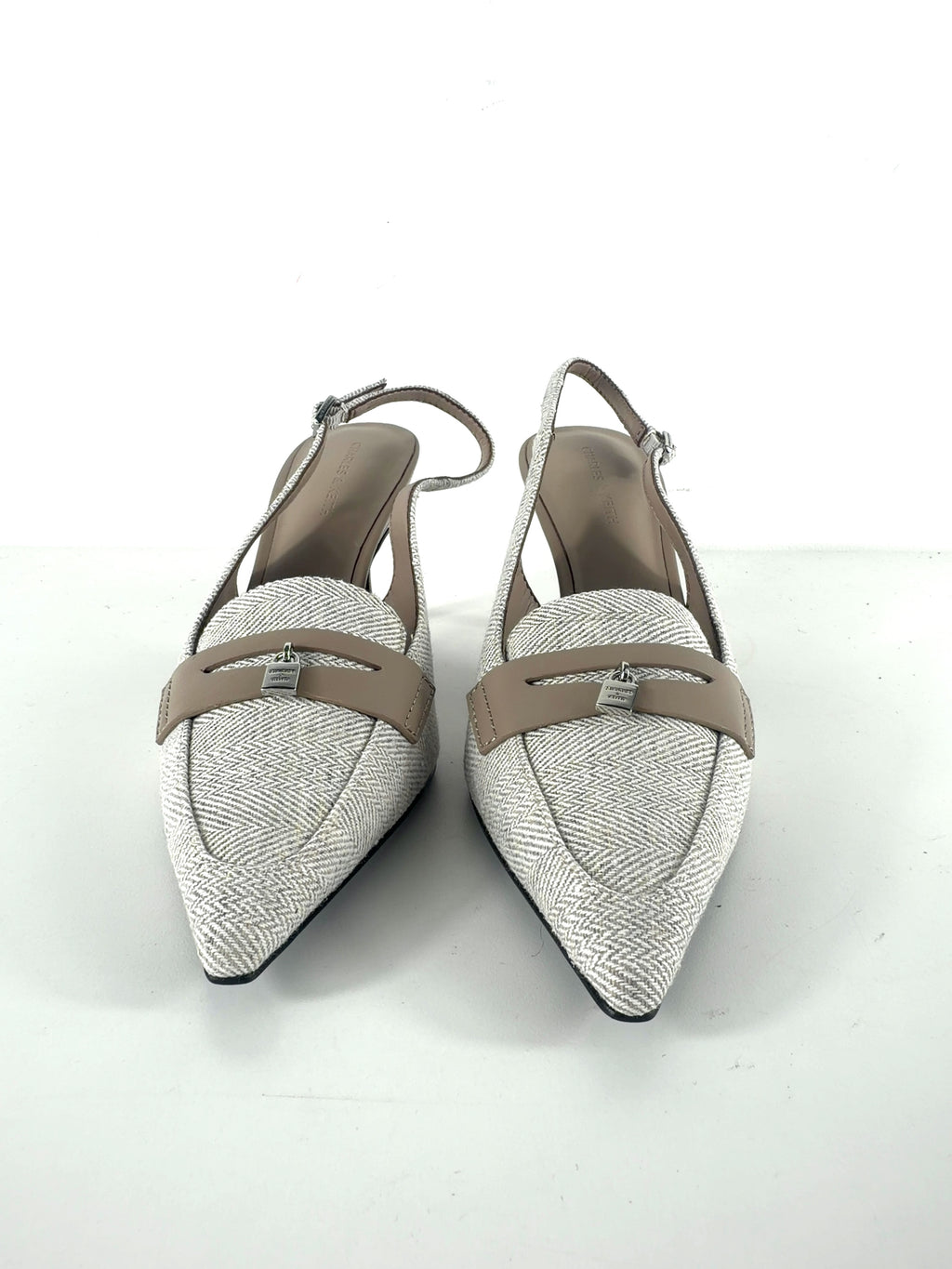 Charles & Keith Cream Griselda Two-Tone Slingback Heels, size UK 5 EU 38 👠 — detail