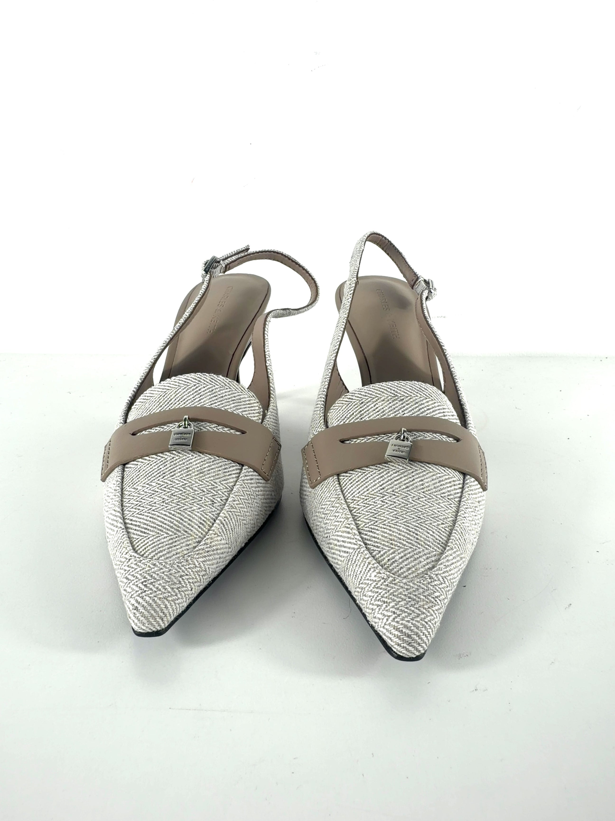 Charles & Keith Cream Griselda Two-Tone Slingback Heels, size UK 5 EU 38 👠 — detail